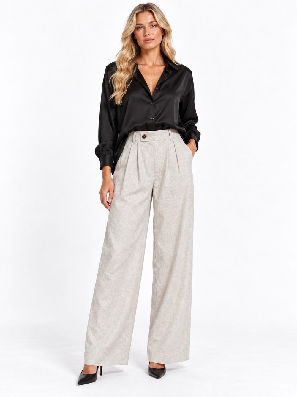 Banana Republic Wide-Leg Chinos in Light Tan